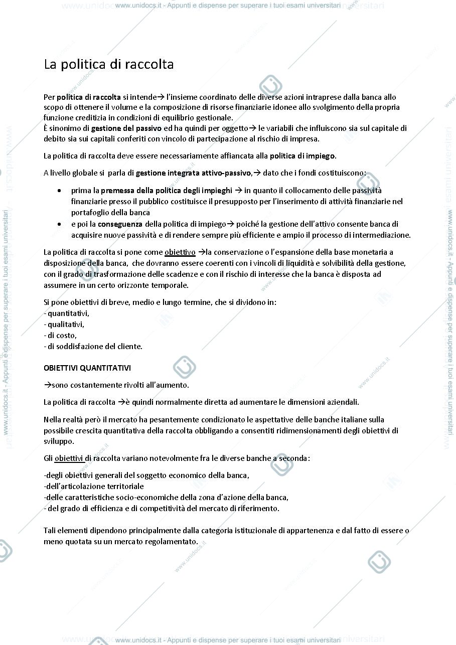 Anteprima pagina 1 — la politica di raccolta 