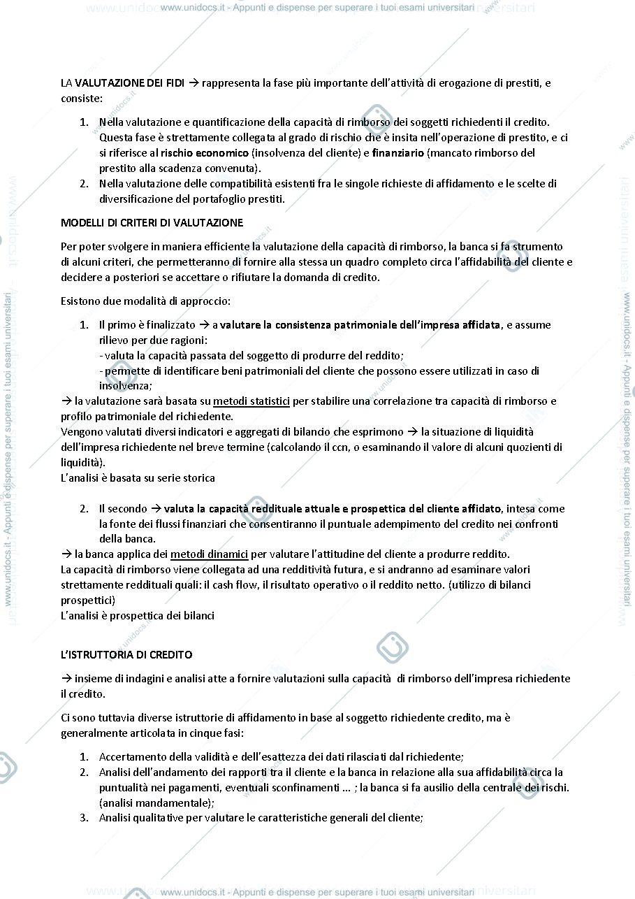 Anteprima pagina 2 — la gestione degli impieghi in prestiti