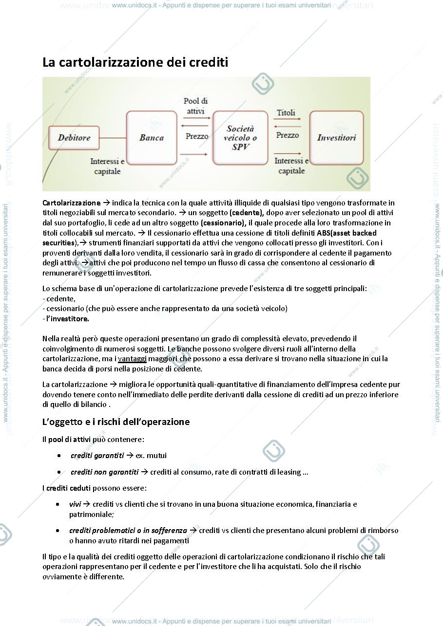 Anteprima pagina 1 — La cartolarizzazione dei crediti.