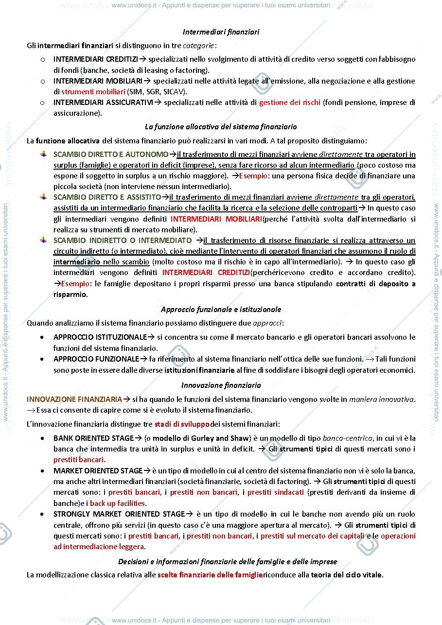 Anteprima pagina 2 — RIASSUNTI INTERMEDIARI FINANZIARI