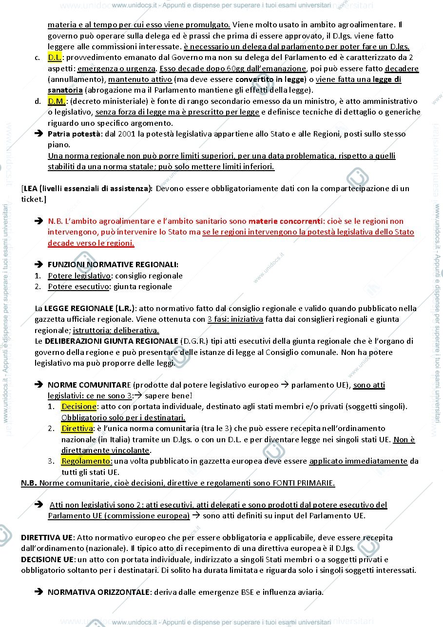 Anteprima pagina 2 — Legislazione alimentare