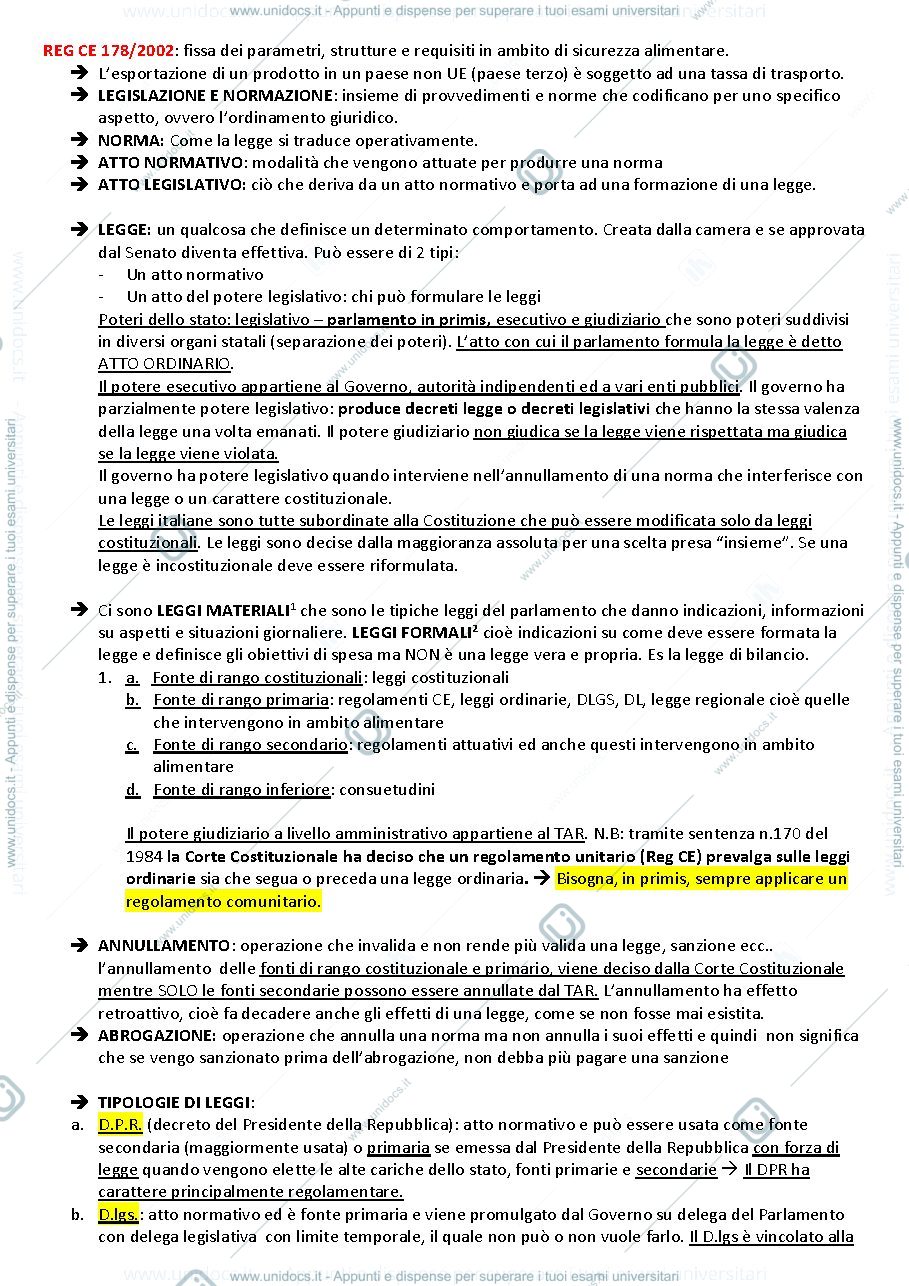 Anteprima pagina 1 — Legislazione Alimentare