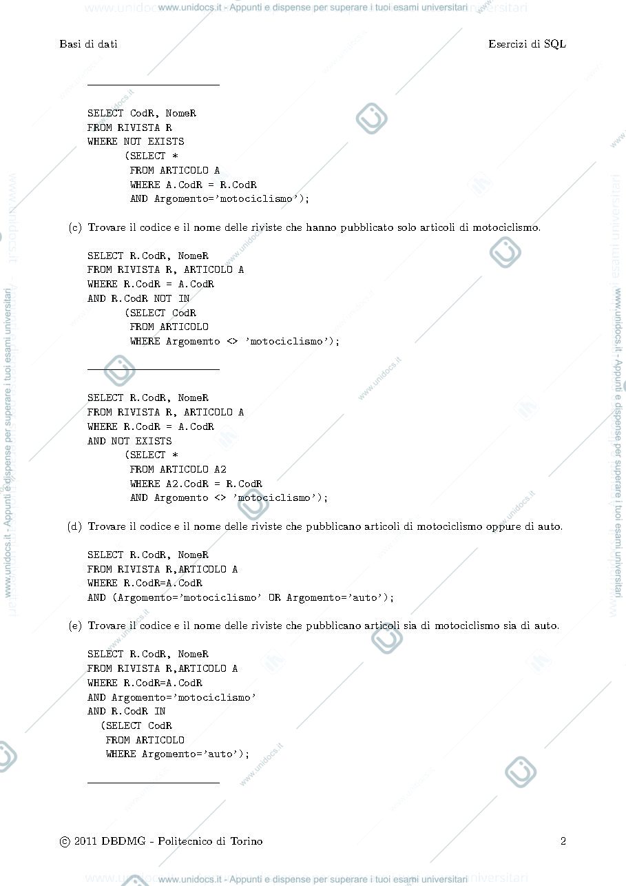 Anteprima pagina 2 — Sql base di dati
