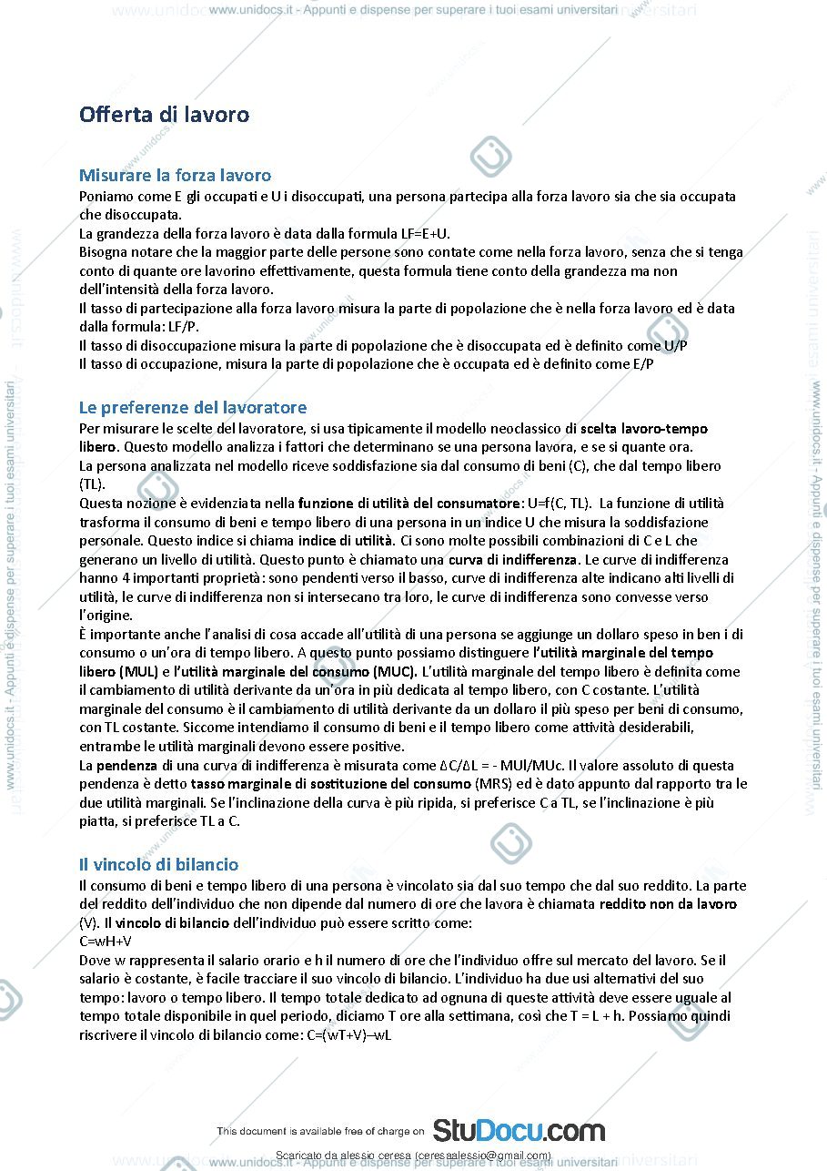 Anteprima pagina 2 — Riassunto Breve economia del lavoro 