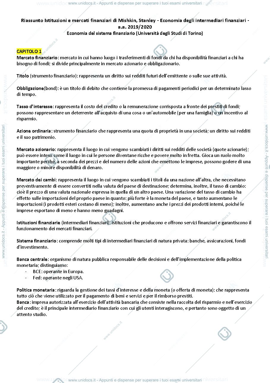Anteprima pagina 1 — Eco-finanziaria riassunto 