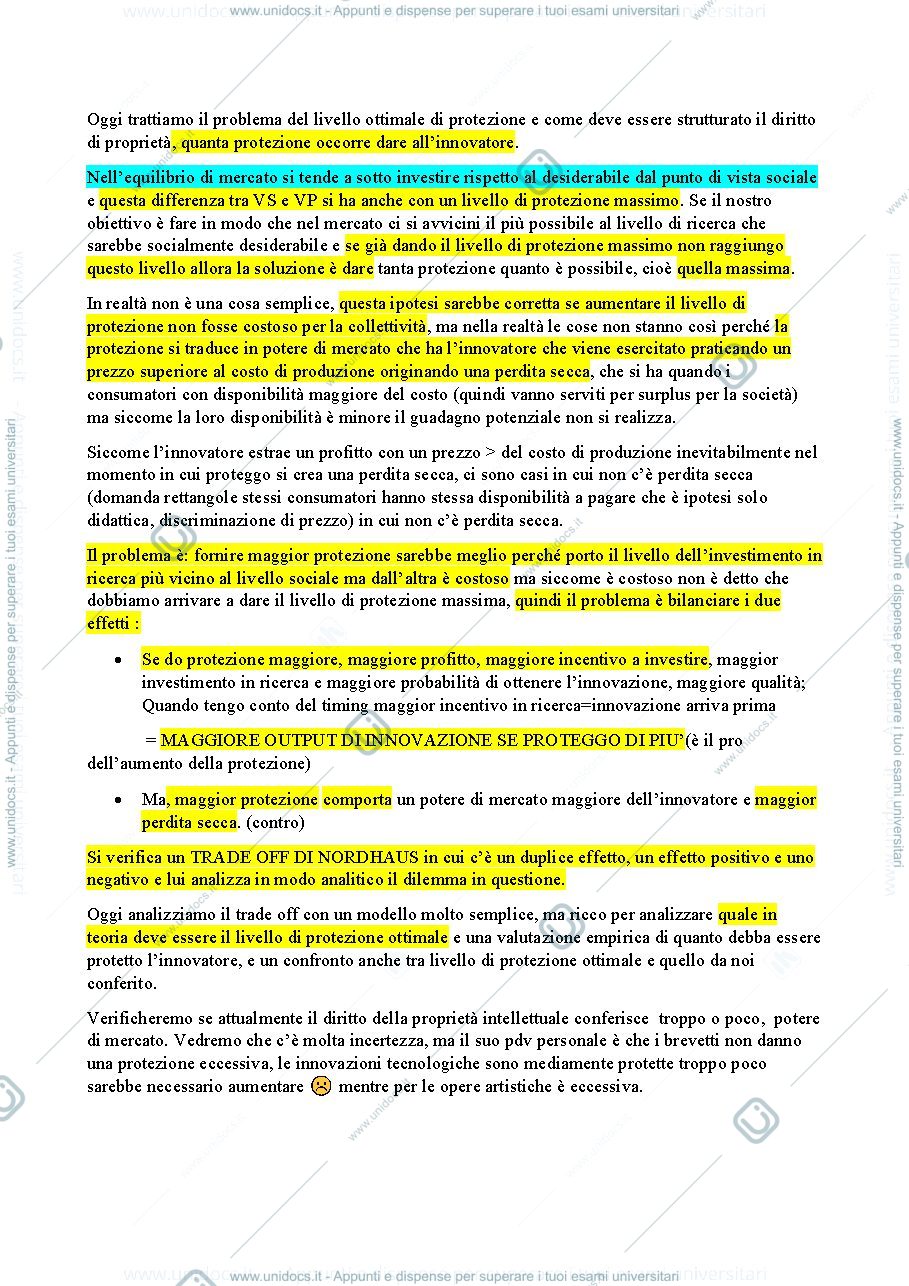 Anteprima pagina 1 — appunti economia della proprietà intellettuale