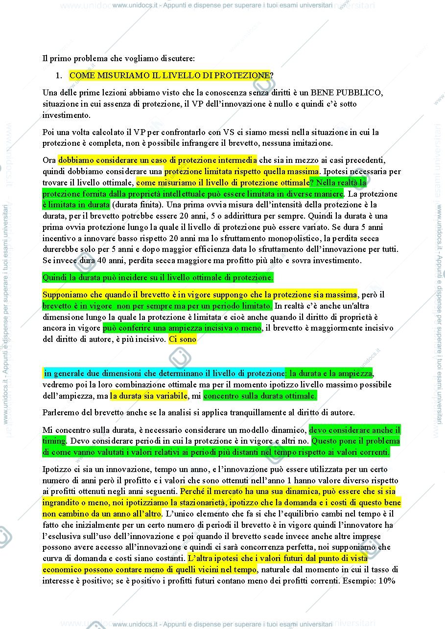 Anteprima pagina 2 — appunti economia della proprietà intellettuale