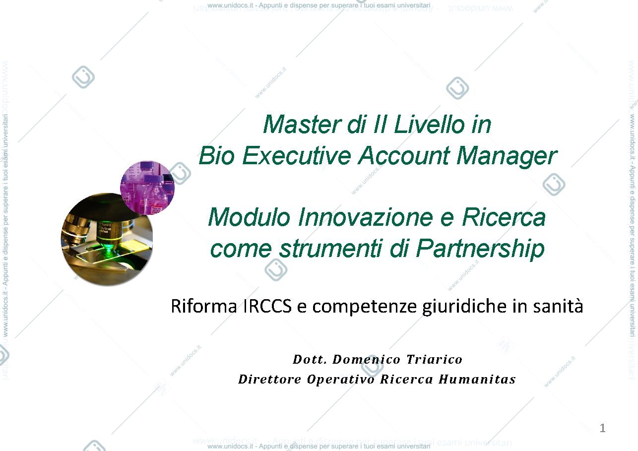 Anteprima pagina 1 — Modulo Innovazione e Ricerca come strumenti di Partnership