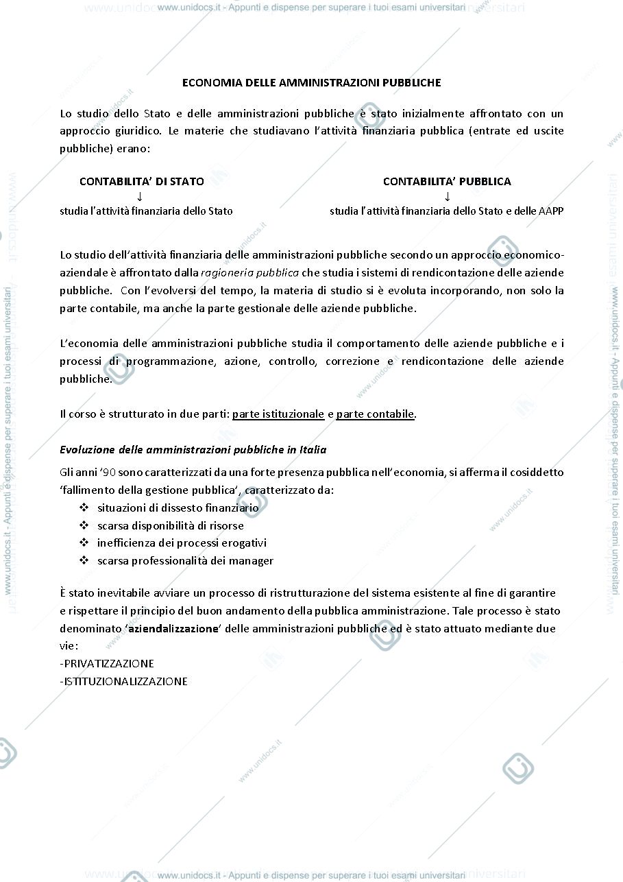 Anteprima pagina 1 — Economia delle amministrazioni pubbliche 