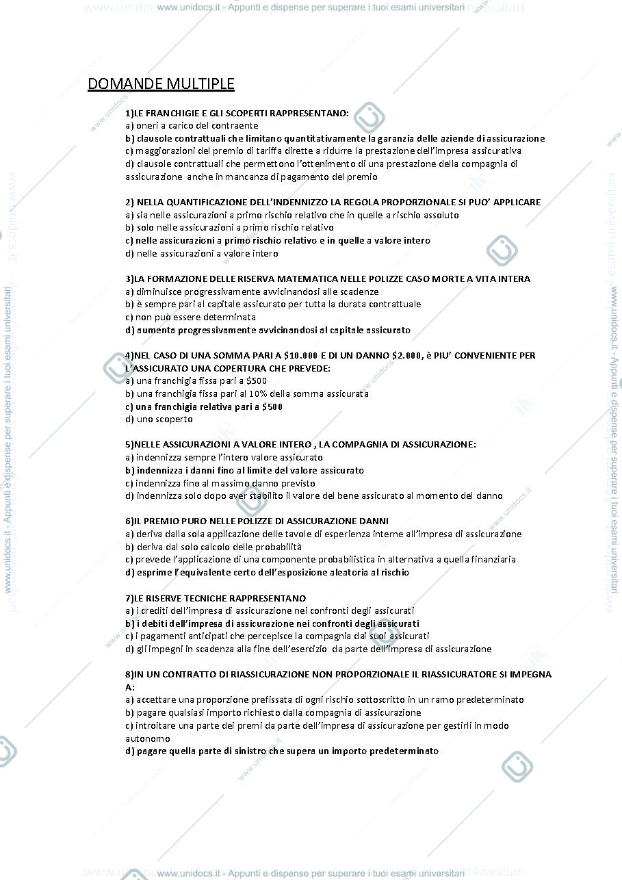 Anteprima pagina 1 — domande sul ramo danni 