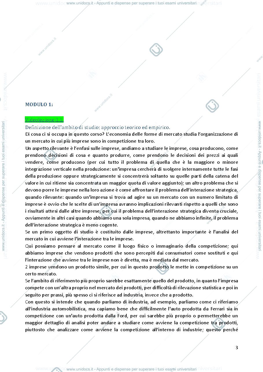 Anteprima pagina 3 — appunti di economia delle forme di mercato