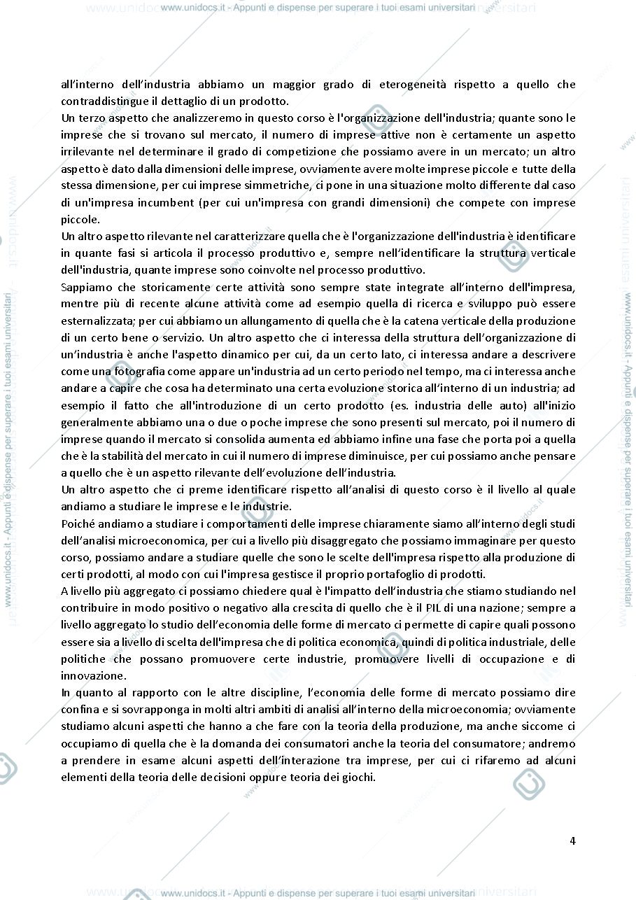 Anteprima pagina 4 — appunti di economia delle forme di mercato