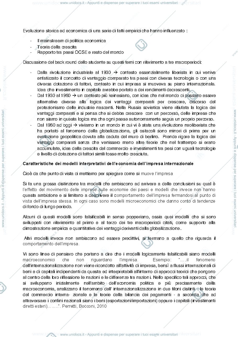 Anteprima pagina 1 — economia delle imprese internazionali 