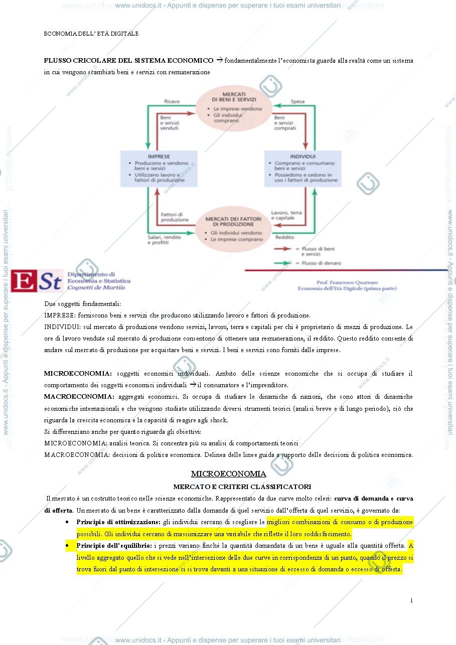 Anteprima pagina 1 — Microeconomia Quatraro