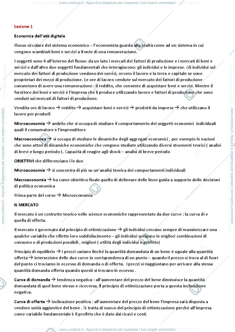 Anteprima pagina 2 — Appunti videolezioni economia/riassunto alcuni capitoli libro 