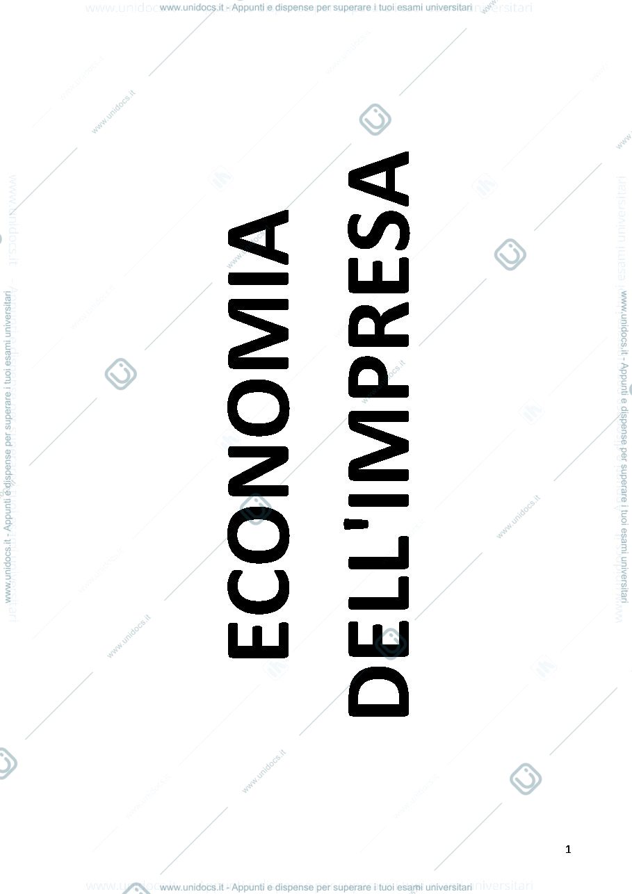 Anteprima pagina 1 — Appunti Economia dell'impresa