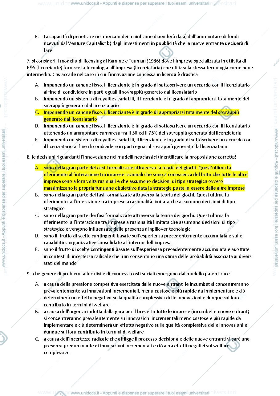 Anteprima pagina 3 — domande economia dell'innovzione
