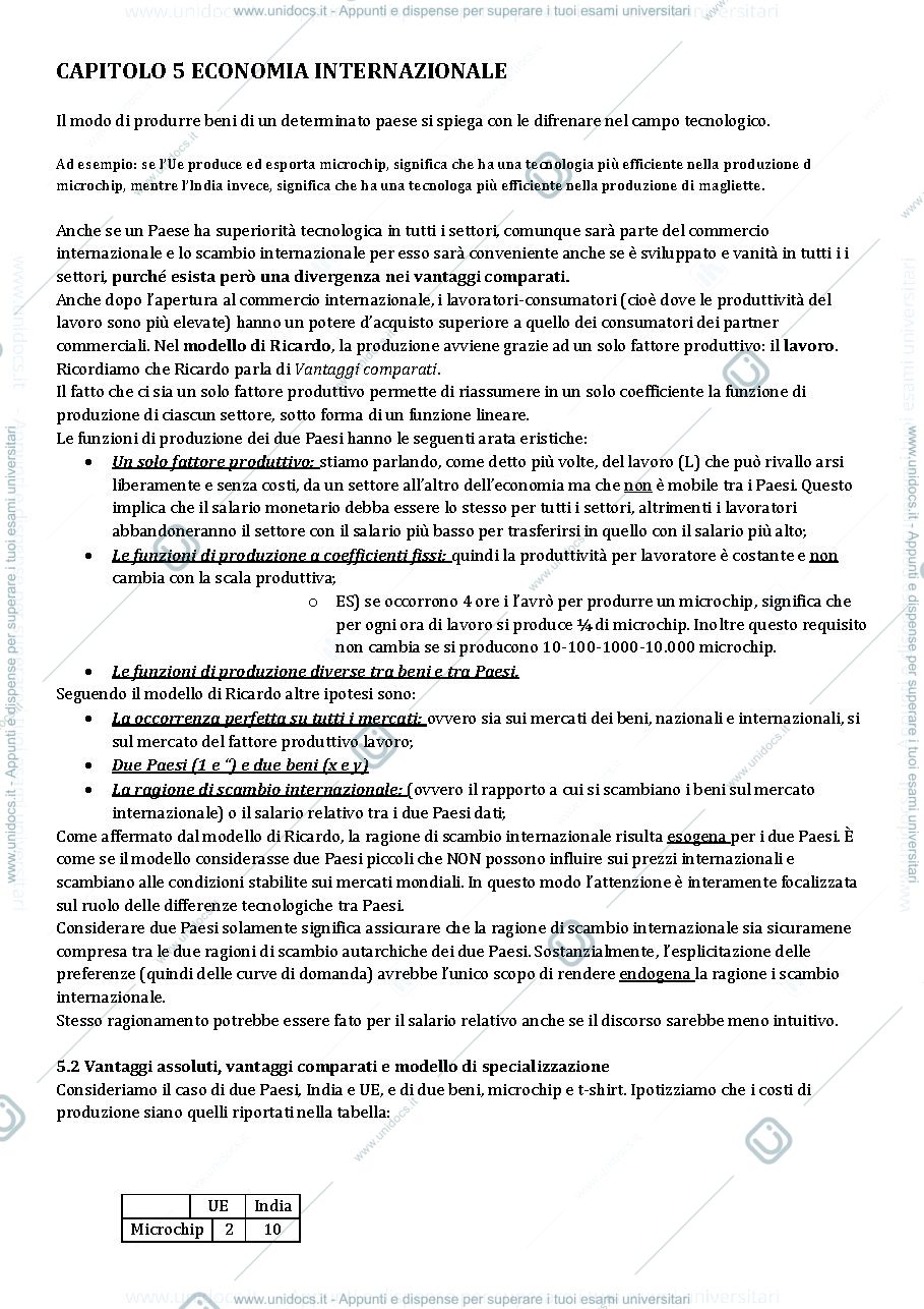Anteprima pagina 1 — ECONOMIA INTERNAZIONALE 