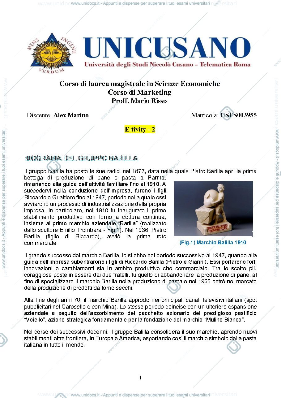 Anteprima pagina 1 — Biografia del gruppo Barilla