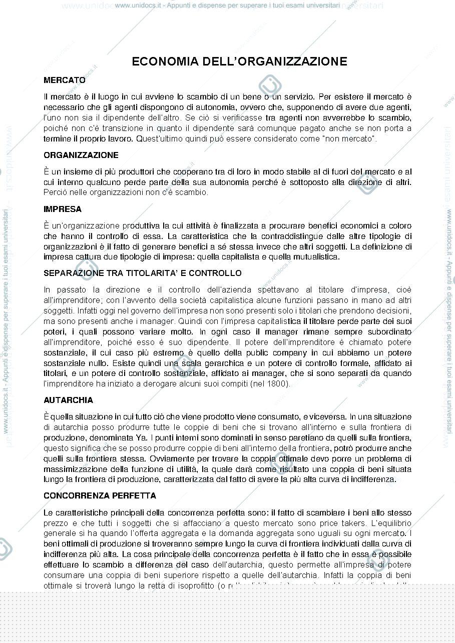 Anteprima pagina 1 — economia dell'organizzazione