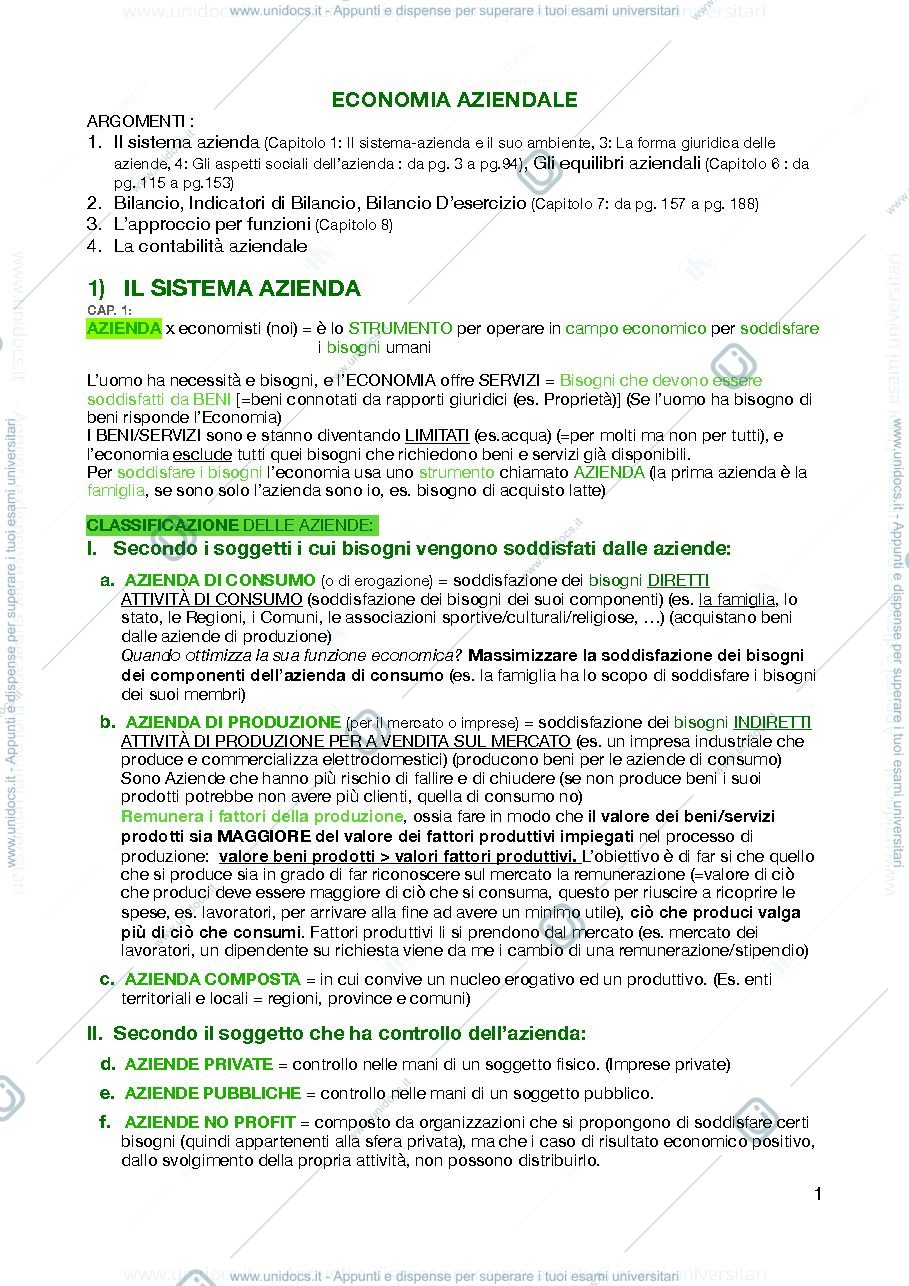 Anteprima pagina 1 — Economia e contabilità aziendale