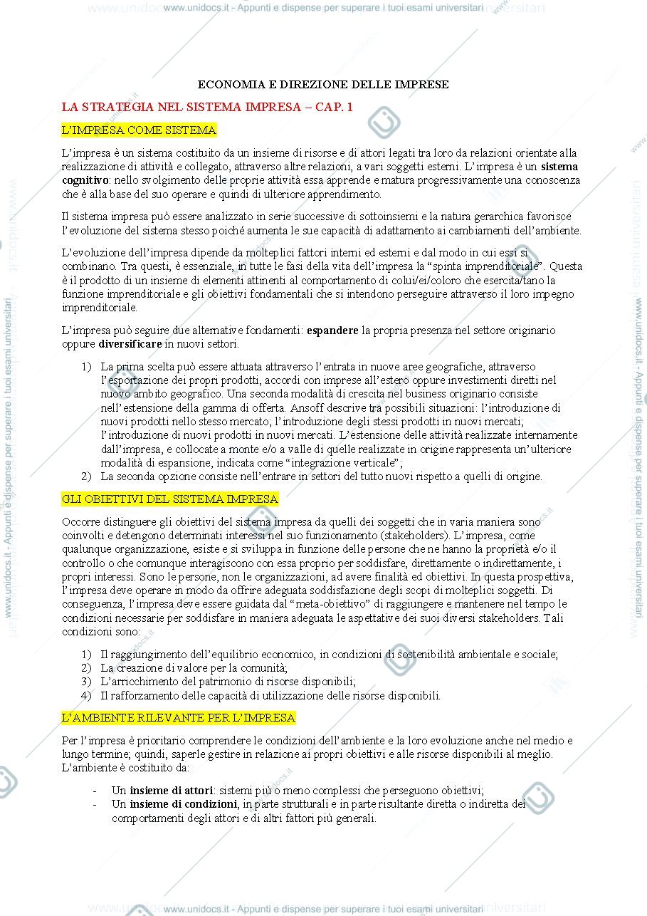 Anteprima pagina 1 — economia e direzione delle imprese