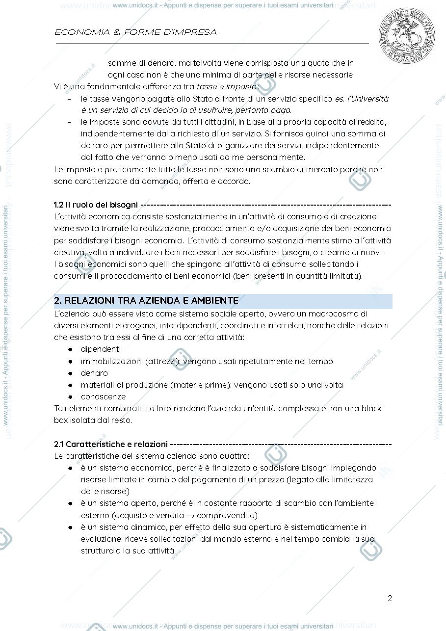 Anteprima pagina 2 — Appunti di economia e forme d'impresa