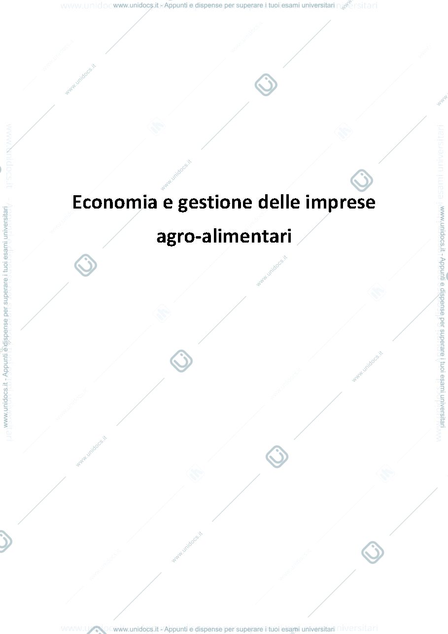 Anteprima pagina 1 — Economia e gestione delle imprese agroalimentari