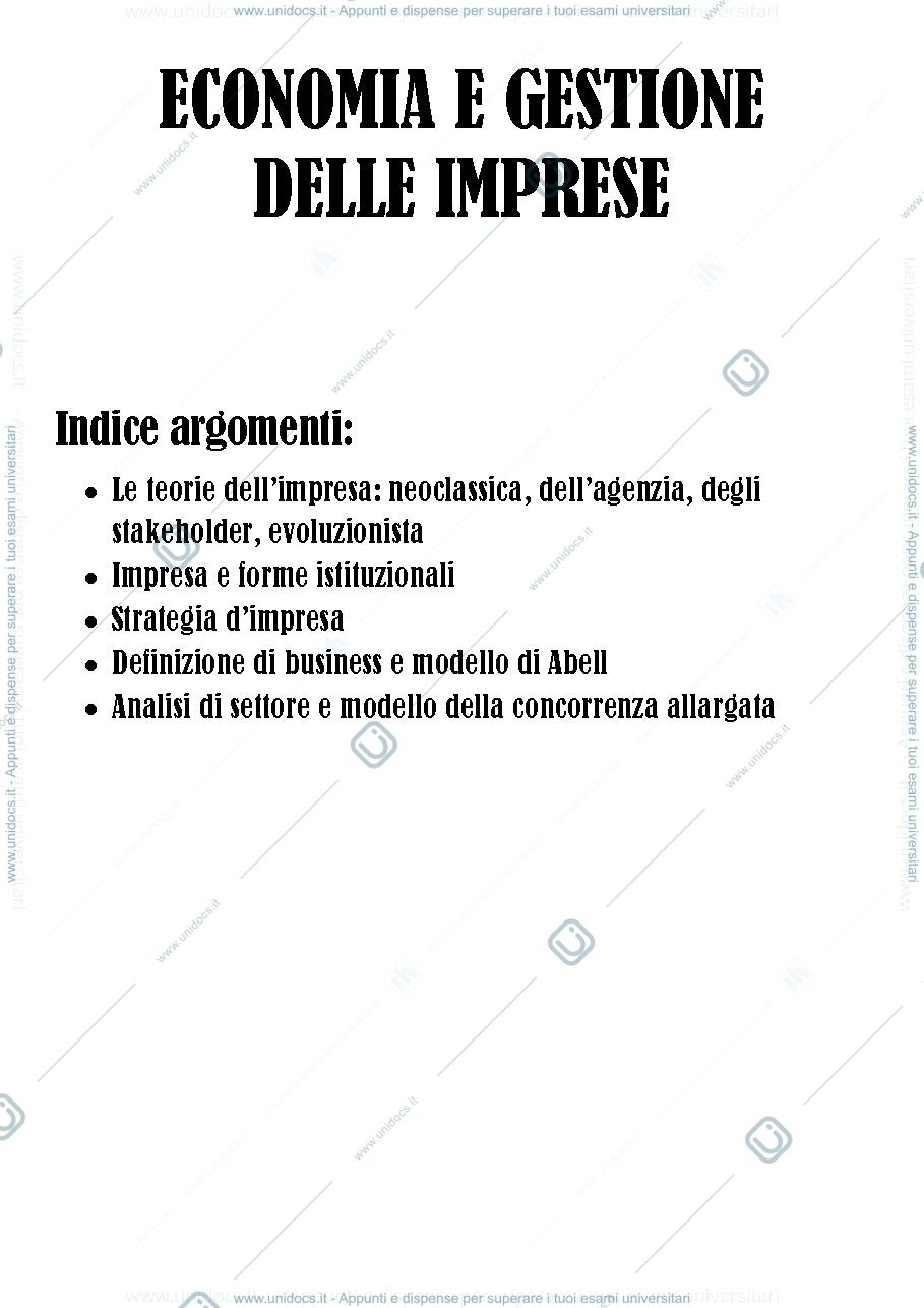 Anteprima pagina 1 — Economia e gestione delle imprese 