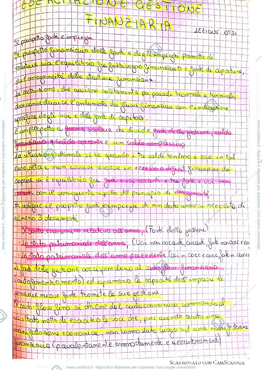 Anteprima pagina 1 — Prospetto impeghi e fonti