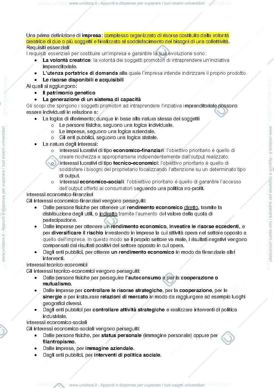 Anteprima pagina 3 — Riassunto Economia delle Imprese