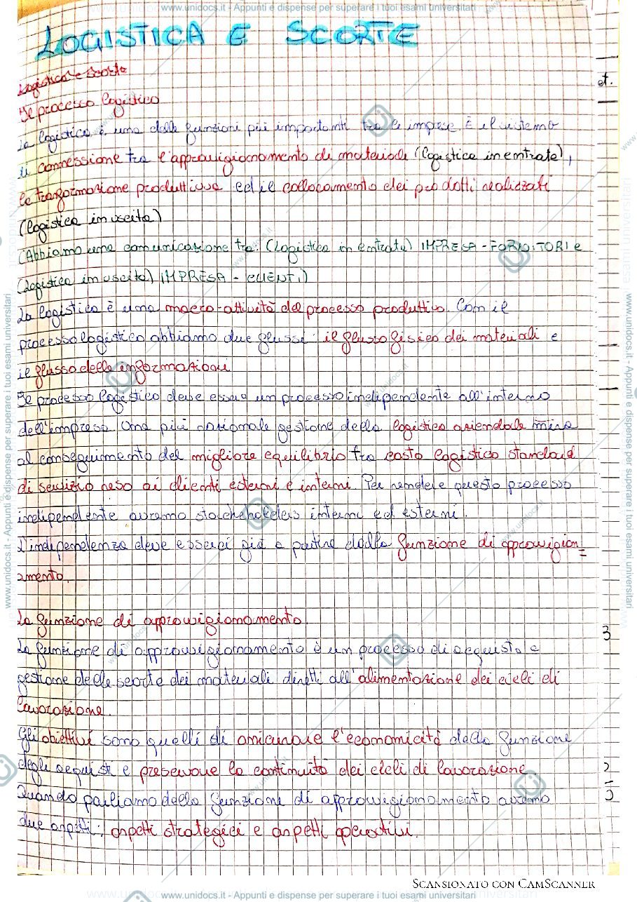 Anteprima pagina 1 — Logistica e scorte