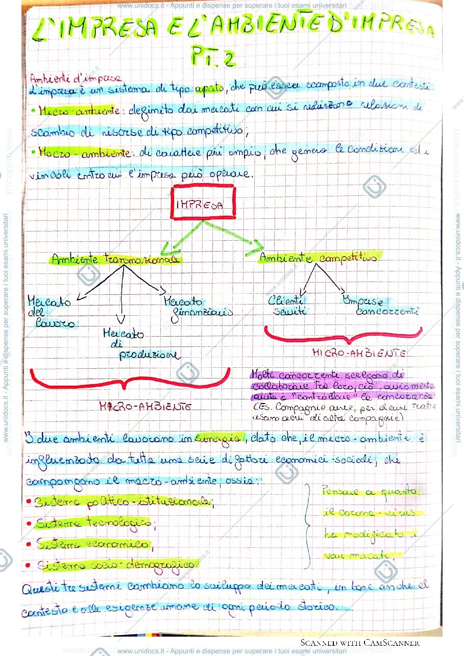 Anteprima pagina 1 — L'impresa e l'ambiente d'impresa PT.2