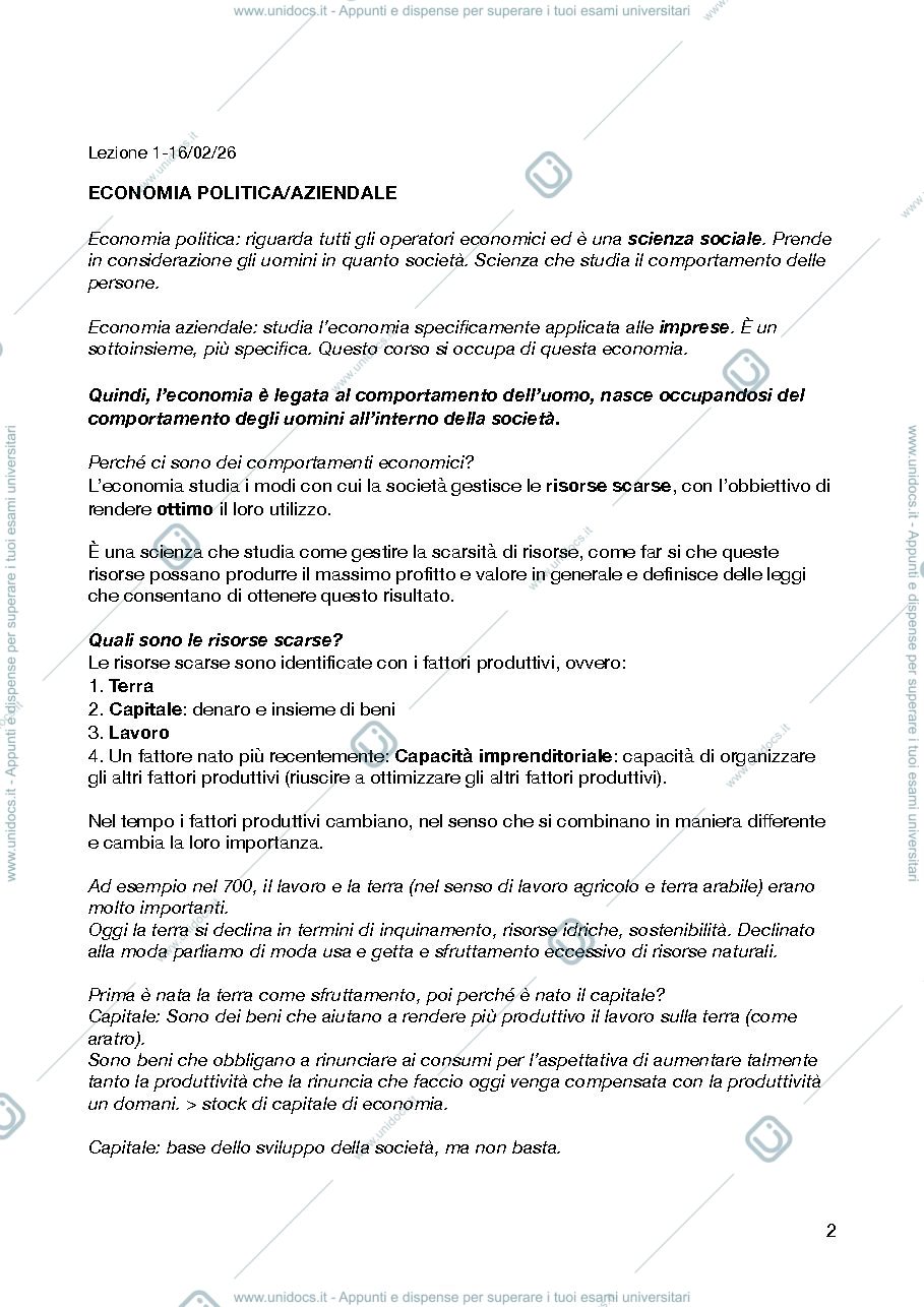 Anteprima pagina 2 — appunti lezioni economia