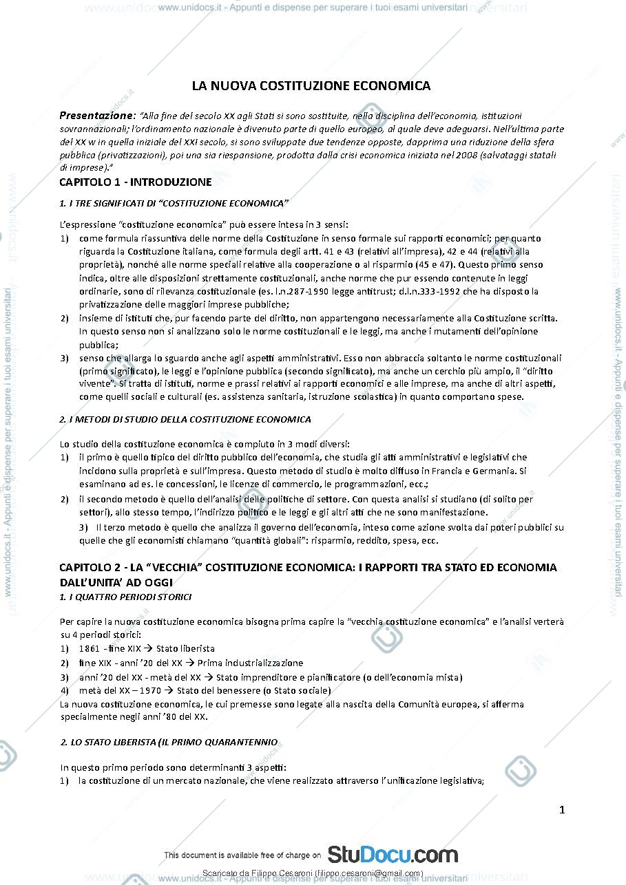 Anteprima pagina 2 — Riassunto - La nuova costituzione economica, Cassese