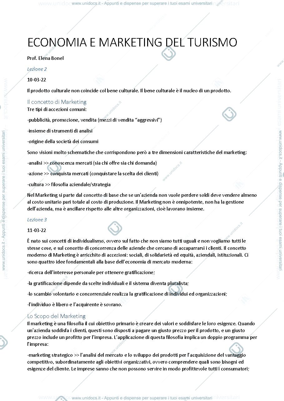 Anteprima pagina 1 — ECONOMIA E MARKETING DEL TURISMO 