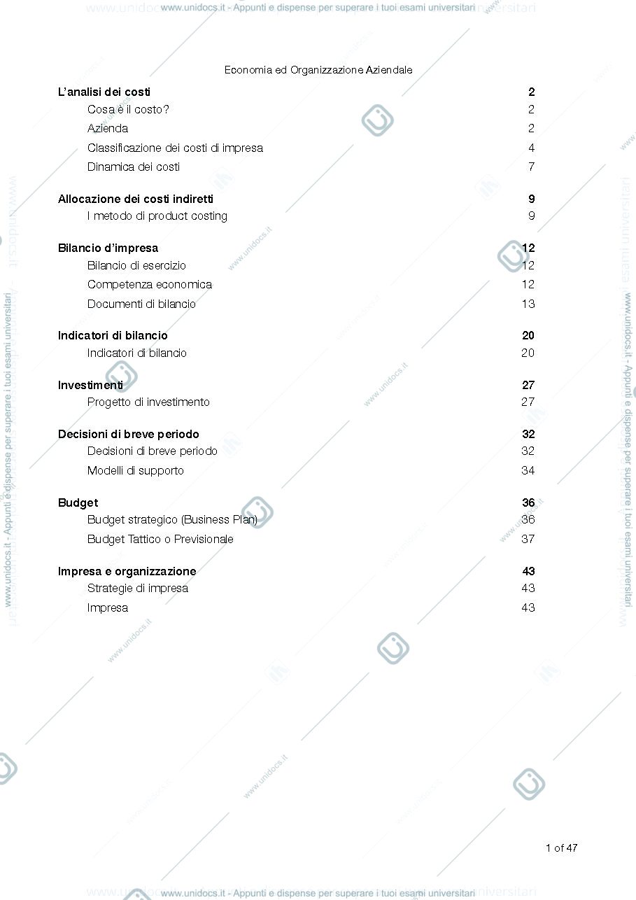 Anteprima pagina 2 — Appunti di Economia ed Organizzazione aziendale