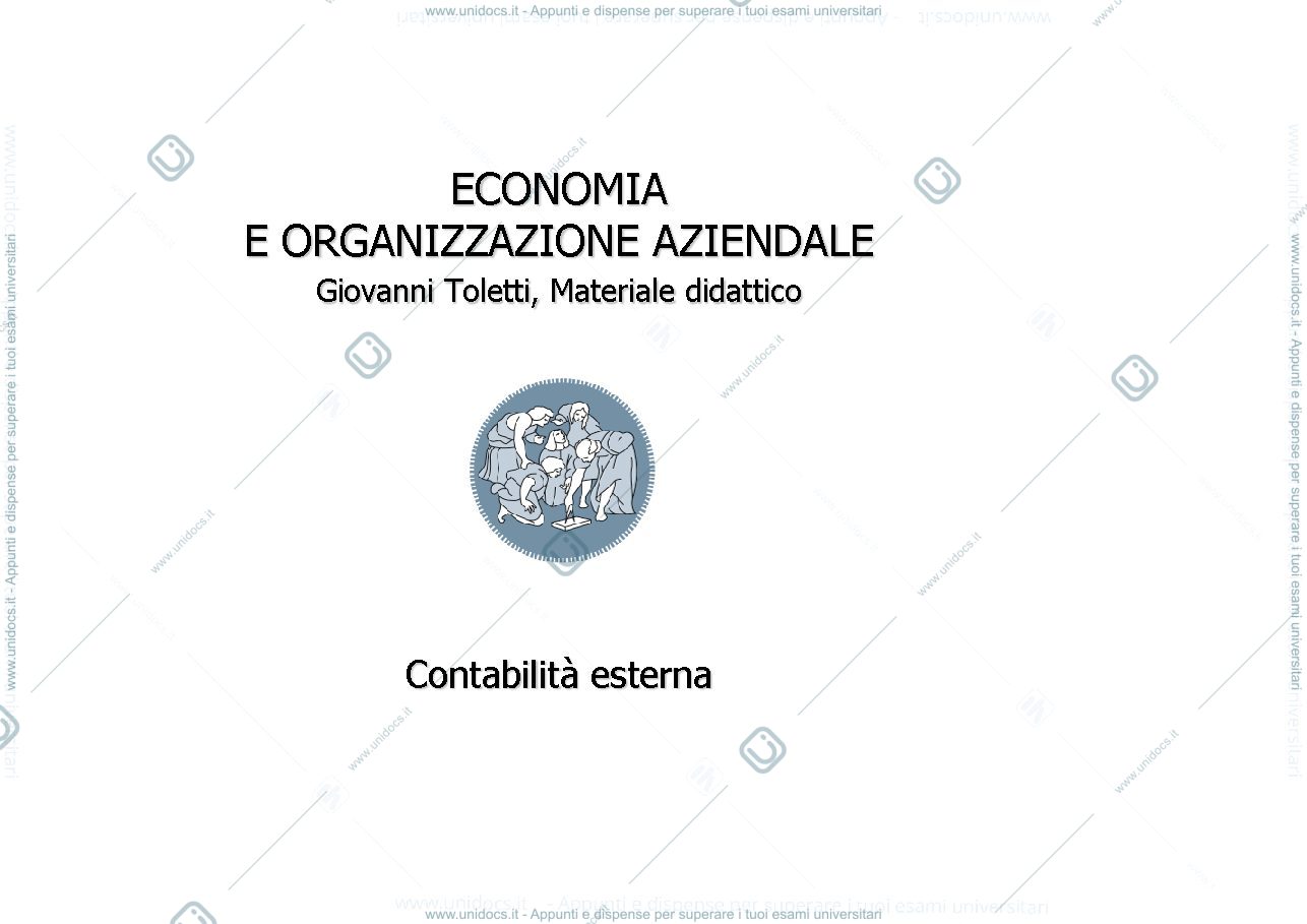 Anteprima pagina 1 — Slide di contabilità esterna  prof: Toletti