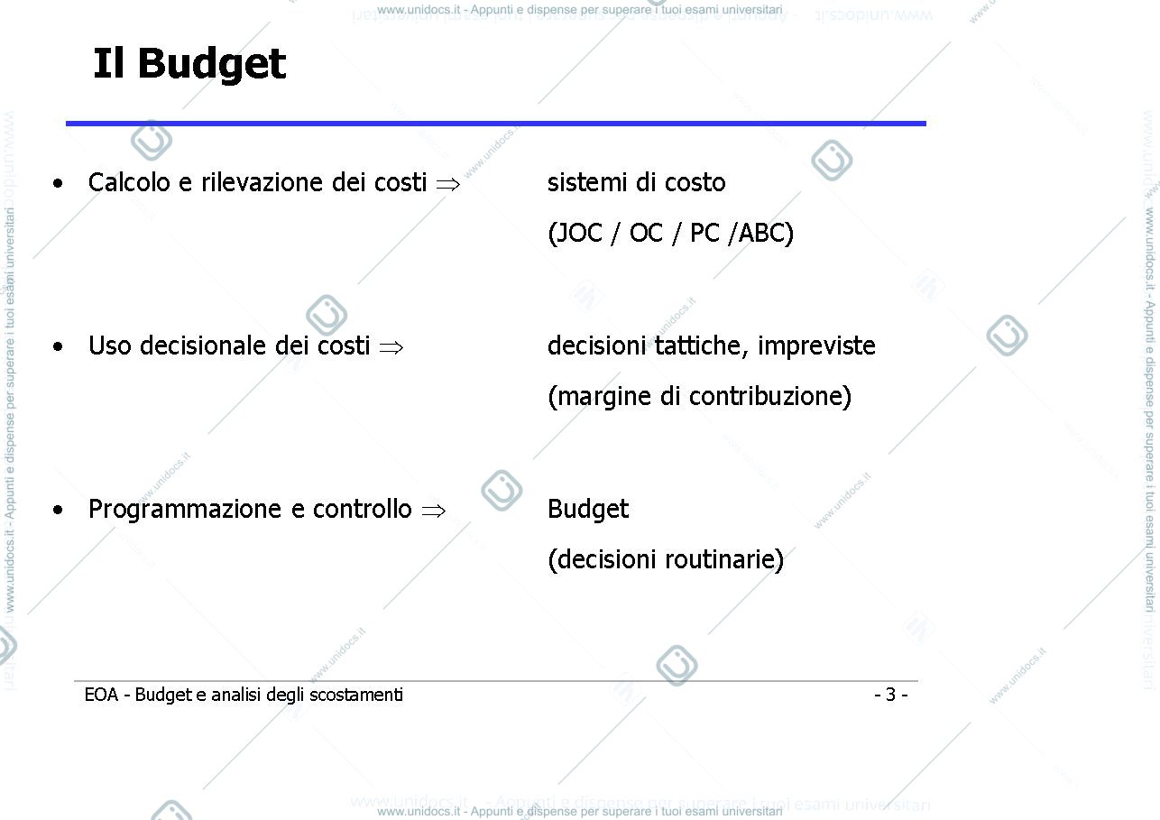 Anteprima pagina 3 —  Slide sul budget e l'analisi degli scostamenti prof: Toletti