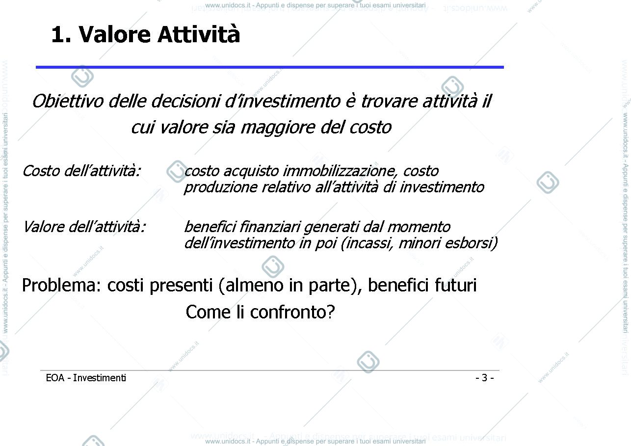 Anteprima pagina 3 — Slide di analisi di investimenti prof: Toletti