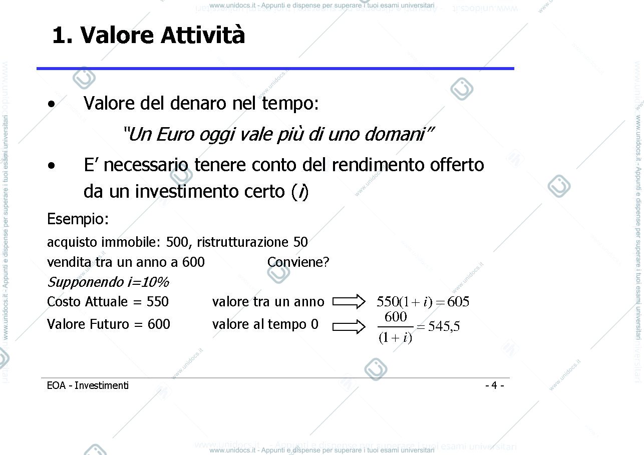 Anteprima pagina 4 — Slide di analisi di investimenti prof: Toletti
