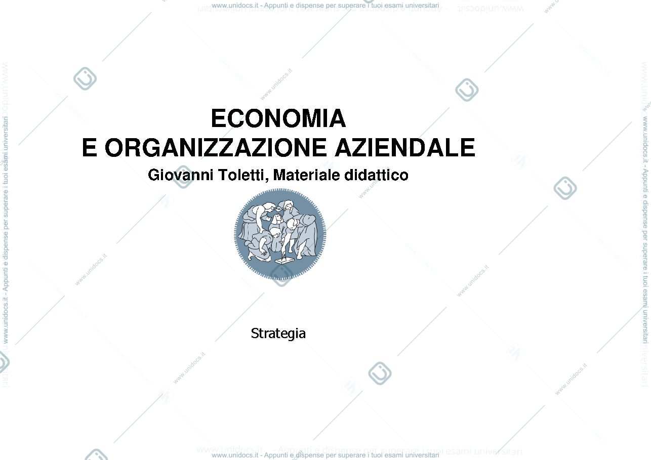 Anteprima pagina 1 — Slide di strategia prof: Toletti
