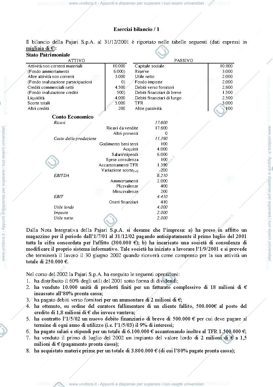 Anteprima pagina 1 — Esercizio contabilità esterna Pajari prof: Toletti