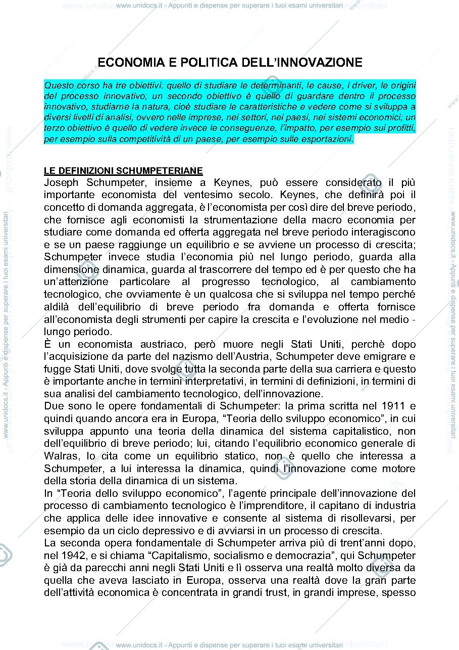 Anteprima pagina 1 — Economia e politica dell'innovazione