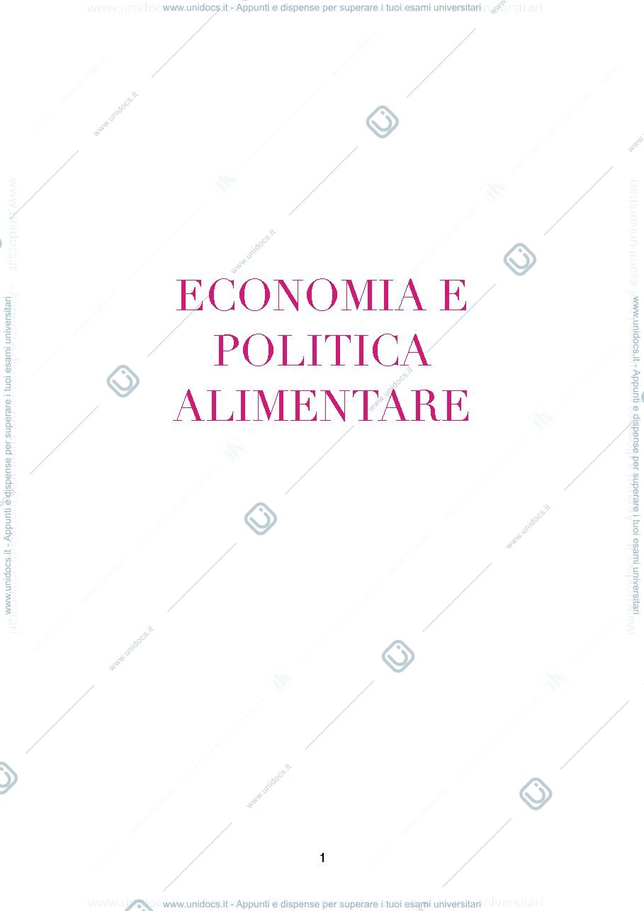 Anteprima pagina 1 — Economia e politica alimentare 