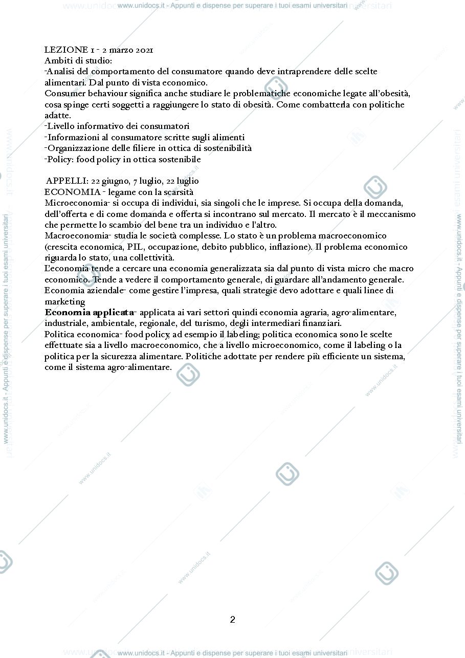 Anteprima pagina 2 — Economia e politica alimentare 