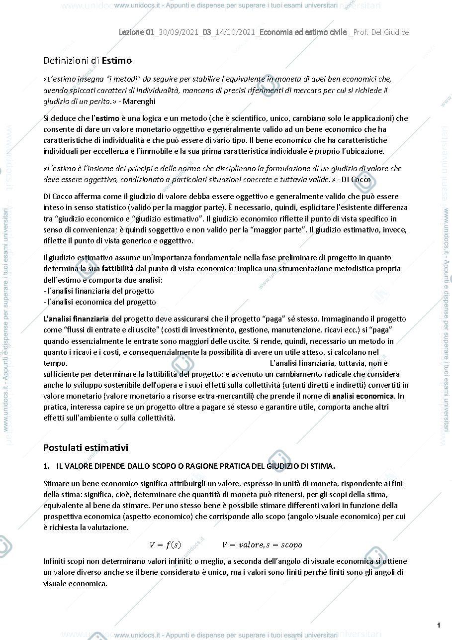Anteprima pagina 3 — ECONOMIA ED ESTIMO CIVILE - Domande d'esame; appunti (sbobine) e schemi riassuntivi