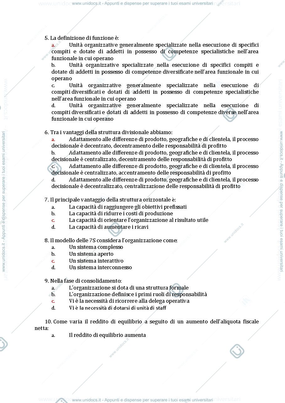 Anteprima pagina 2 — Prova intercorso Economia e Organizzazione aziendale 1