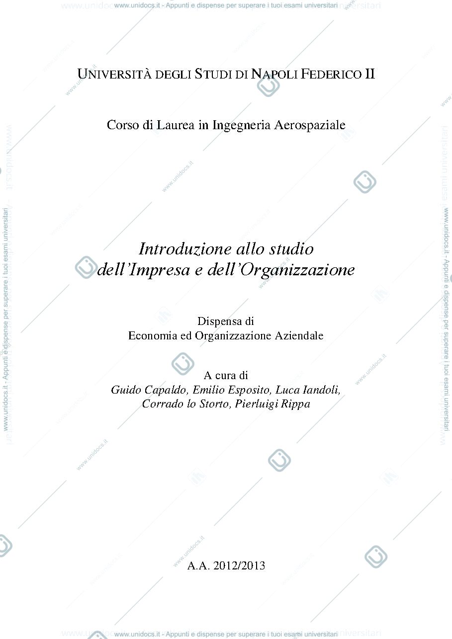 Anteprima pagina 1 — Economia ed organizzazione aziendale