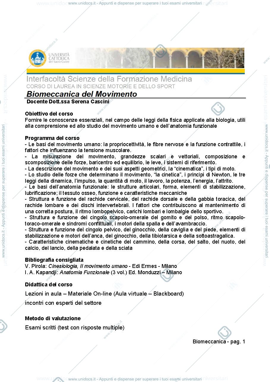 Anteprima pagina 1 — BIOMECCANICA